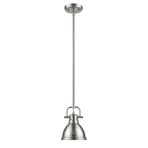 Duncan Mini Pendant with Rod in Pewter with a Pewter Shade