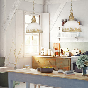 Alison Medium Pendant in Vintage Gold with Antique Ivory Shade