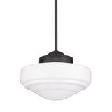 Ingalls Medium Pendant in Matte Black with Vintage Milk Glass Shade