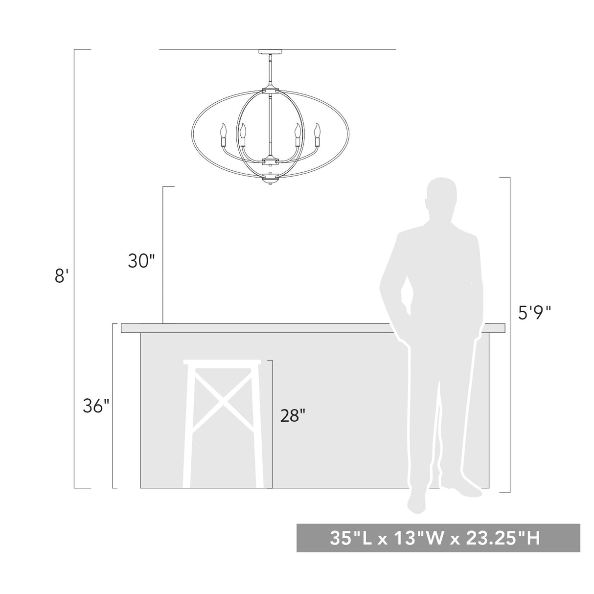 Colson BLK Linear Pendant in Matte Black
