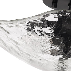 Samara 2 Light Semi-Flush in Matte Black with Hammered Water Glass Shade
