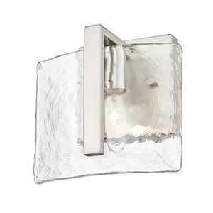 Aenon 1-Light Wall Sconce in Pewter with Hammered Water Glass Shade