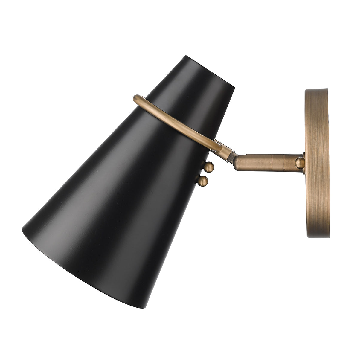 Reeva 1 Light Wall Sconce in Modern Brass with Matte Black Shade