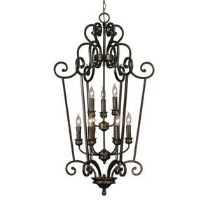 Heartwood 2 Tier - 9 Light Caged Foyer in Burnt Sienna with Drip Candlesticks