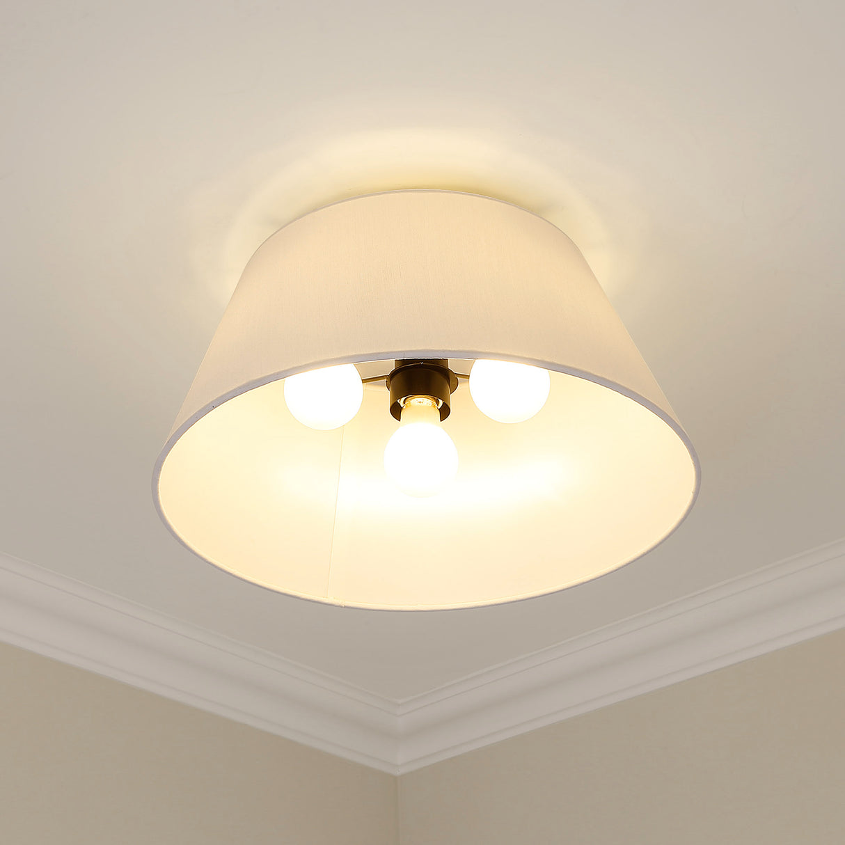 Penn Flush Mount in Matte Black with Modern White Shade