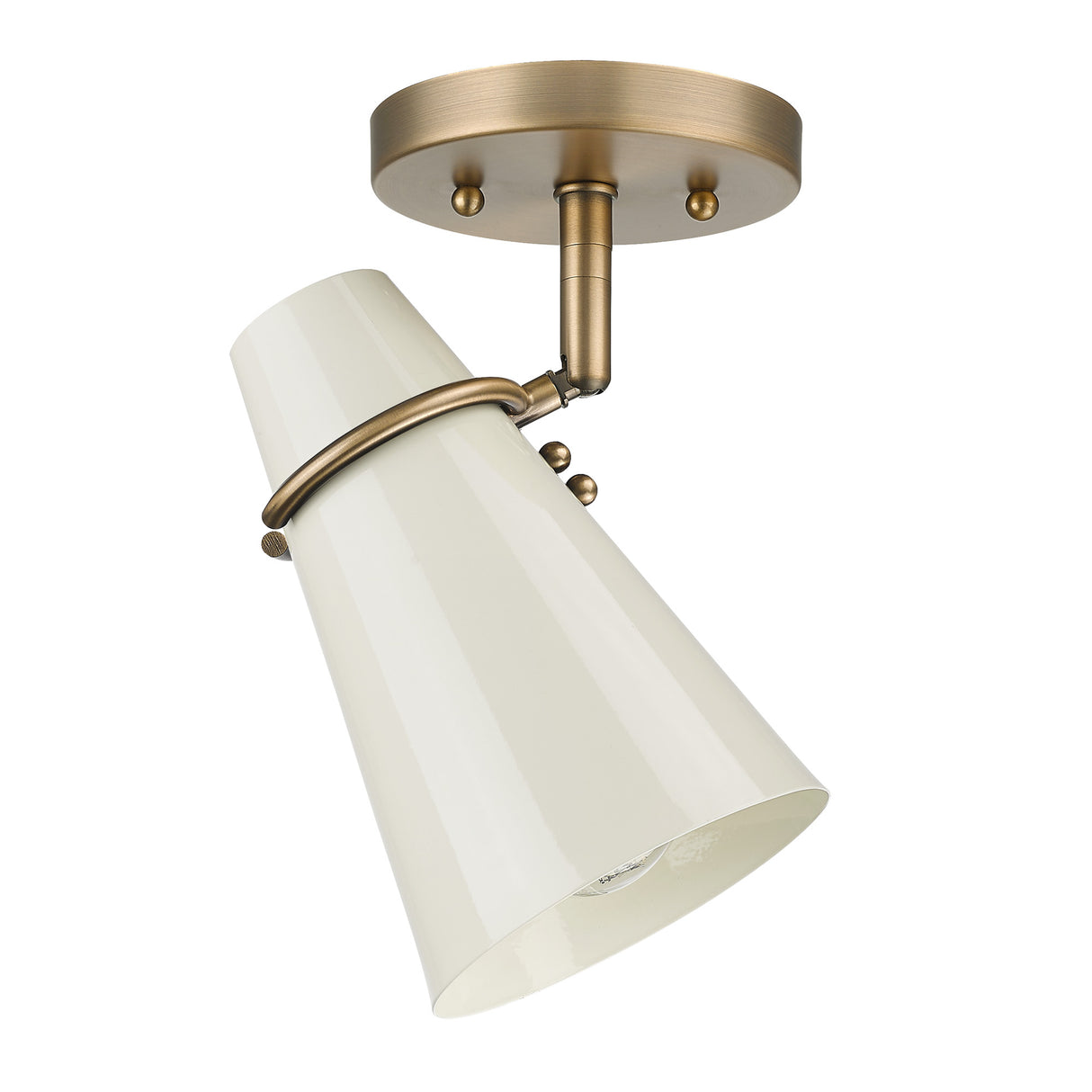 Reeva Semi-Flush in Modern Brass with Glossy Ecru Shade