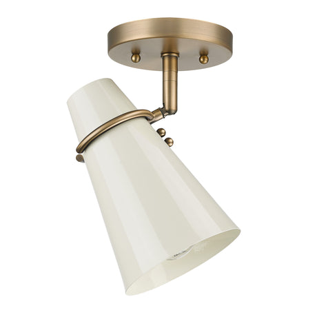 Reeva Semi-Flush in Modern Brass with Glossy Ecru Shade