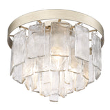 Ciara WG 3 Light Flush Mount in White Gold with Hammered Water Glass Shade