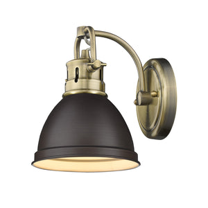 Duncan 1 Light Bath Vanity in Aged Brass with a Rubbed Bronze Shade