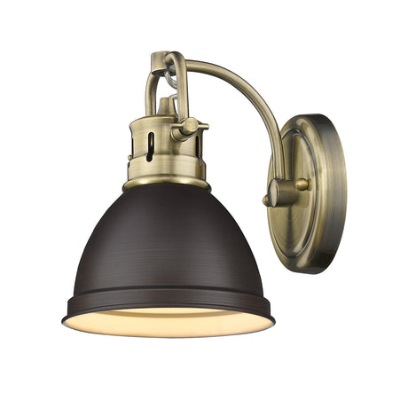 Duncan 1 Light Bath Vanity in Aged Brass with a Rubbed Bronze Shade