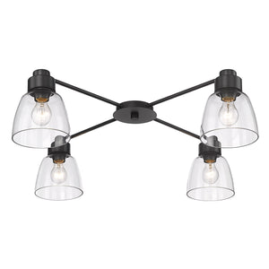 Remy 4 Light Flush Mount in Matte Black with Clear Glass Shade