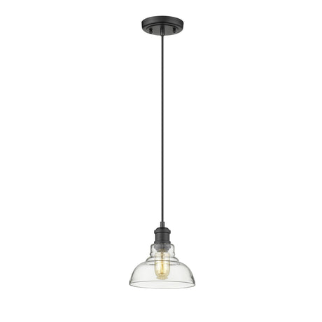 Carver 1-Light Pendant in Matte Black with Clear Glass Shade