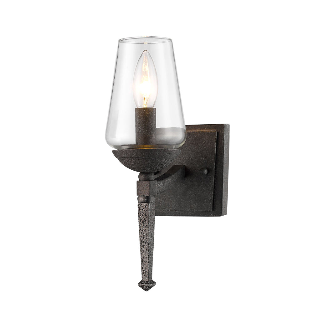 Marcellis 1 Light Wall Sconce in Dark Natural Iron with Clear Glass