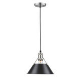 Orwell PW 1 Light Pendant - 10" in Pewter with Black Shade
