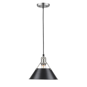 Orwell PW 1 Light Pendant - 10" in Pewter with Black Shade