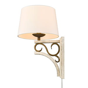 Solay 1 Light Wall Sconce (Plug-in or Hardwire) in Burnished Chestnut with Ivory Linen Shade