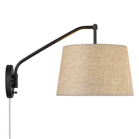 Ryleigh Articulating Wall Sconce in Matte Black with Natural Sisal Shade