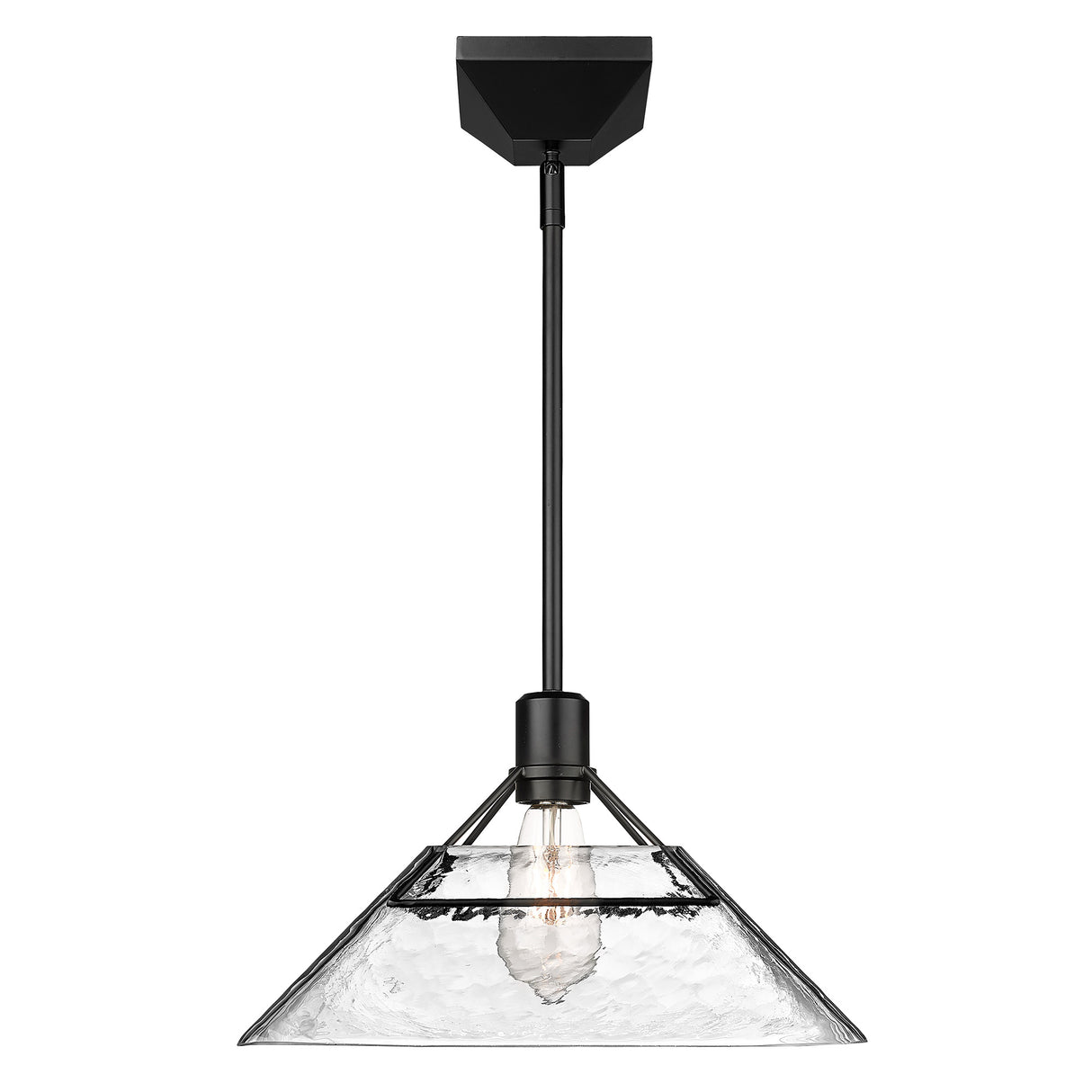 Kepler Medium Pendant in Matte Black with Water Glass Shade