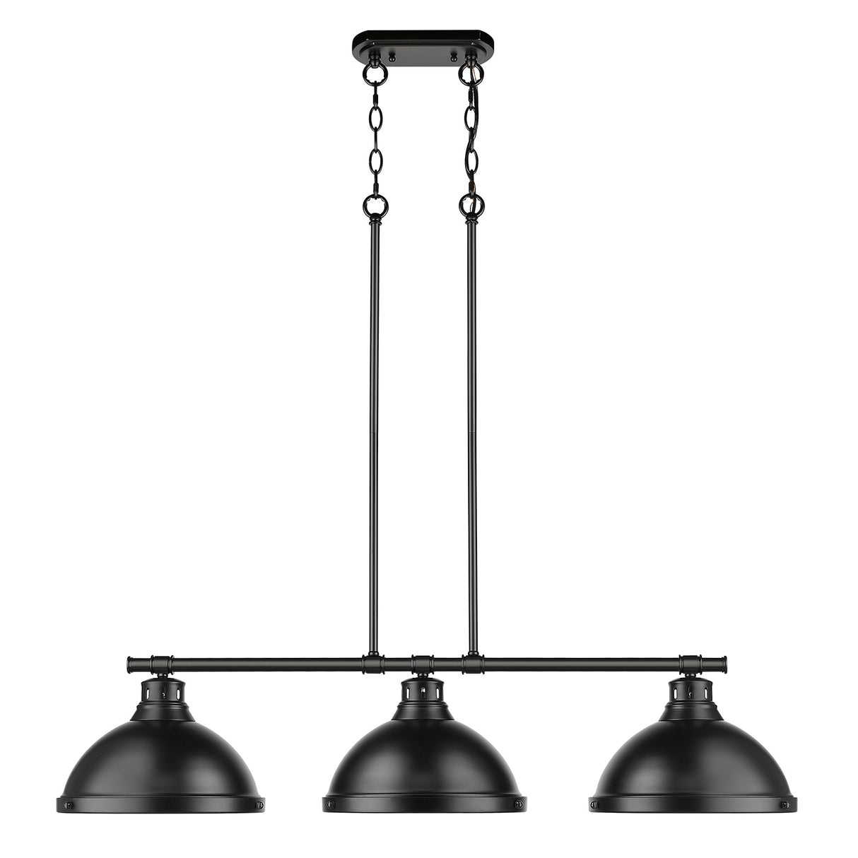 Duncan 3 Light Linear Pendant in Black with a Matte Black Shades