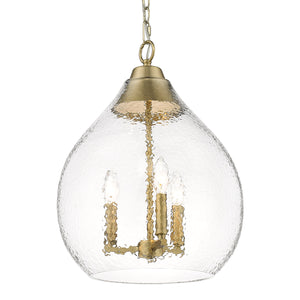 Ariella 3-Light Pendant in Brushed Champagne Bronze with Hammered Clear Glass