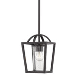 Mercer Mini Pendant in Matte Black with Matte Black accents and Seeded Glass