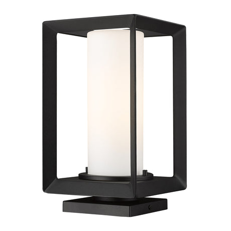 Smyth NB Pier Mount - Outdoor in Natural Black with Opal Glass Shade