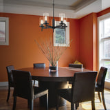 Winslett 5-Light Chandelier in Matte Black with Ribbed Clear Glass Shades