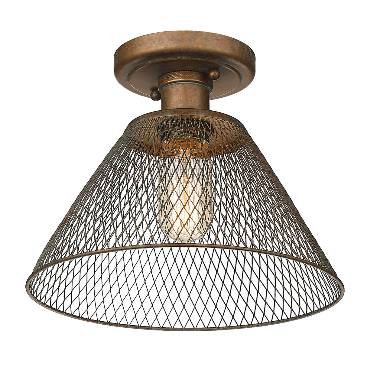 Carver CP Semi-Flush in Copper Patina