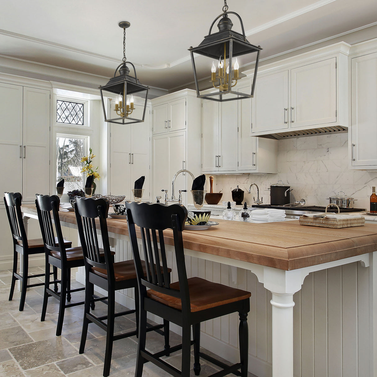 Christoff 4 Light Pendant in Antique Black Iron