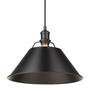 Orwell BLK 1 Light Pendant - 14" in Matte Black with Matte Black Shade