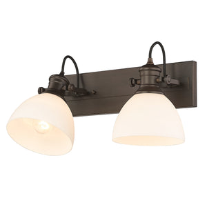 Hines 2-Light Bath Vanity in Rubbed Bronze with Opal Glass