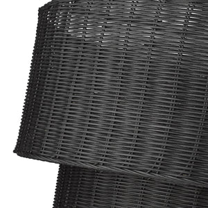 Erma 9 Light Chandelier in Matte Black and Black Wicker