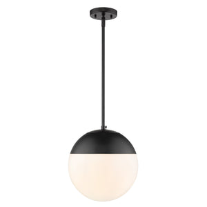 Dixon Pendant in Matte Black with Opal Glass and Matte Black Cap