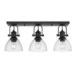 Hines 3-Light Bath Vanity in Matte Black with Seeded Glass
