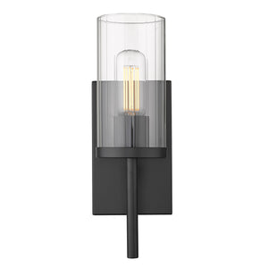 Winslett Wall Sconce in Matte Black with Ribbed Clear Glas Shade