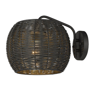 Vail 1 Light Wall Sconce - Outdoor in Natural Black with Black Rattan Wicker Shade