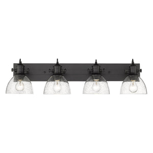 Hines 4-Light Bath Vanity in Matte Black with Seeded Glass Shades