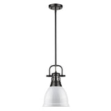 Duncan Small Pendant with Rod in Matte Black with a White Shade