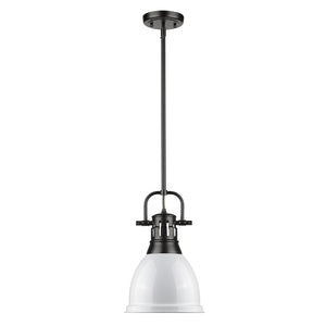 Duncan Small Pendant with Rod in Matte Black with a White Shade