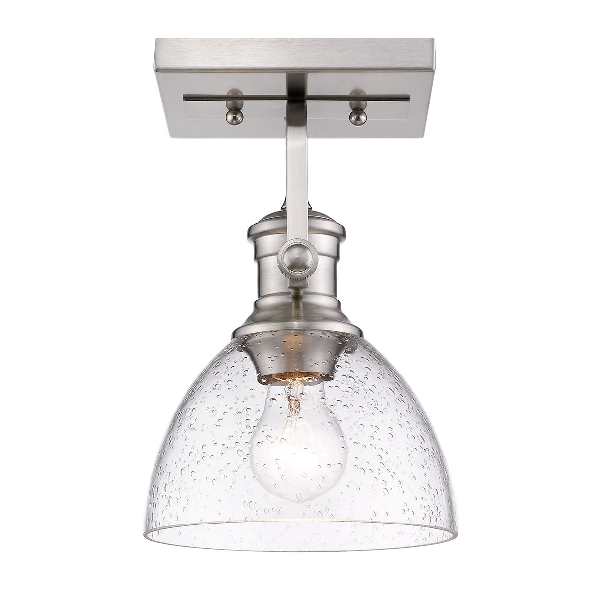 Hines 1-Light Semi-Flush in Pewter with Seeded Glass