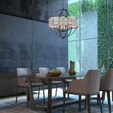 Colson BLK 9 Light Chandelier (with Pewter shade) in Matte Black