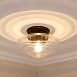 Ingalls Semi-Flush in Matte Black with Clear Glass Shade