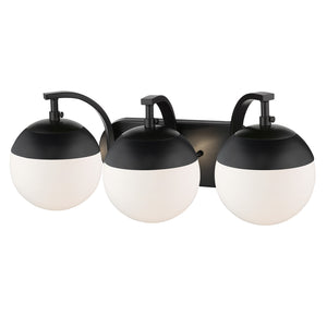 Dixon 3-Light Bath Vanity in Matte Black with Opal Glass and Matte Black Cap