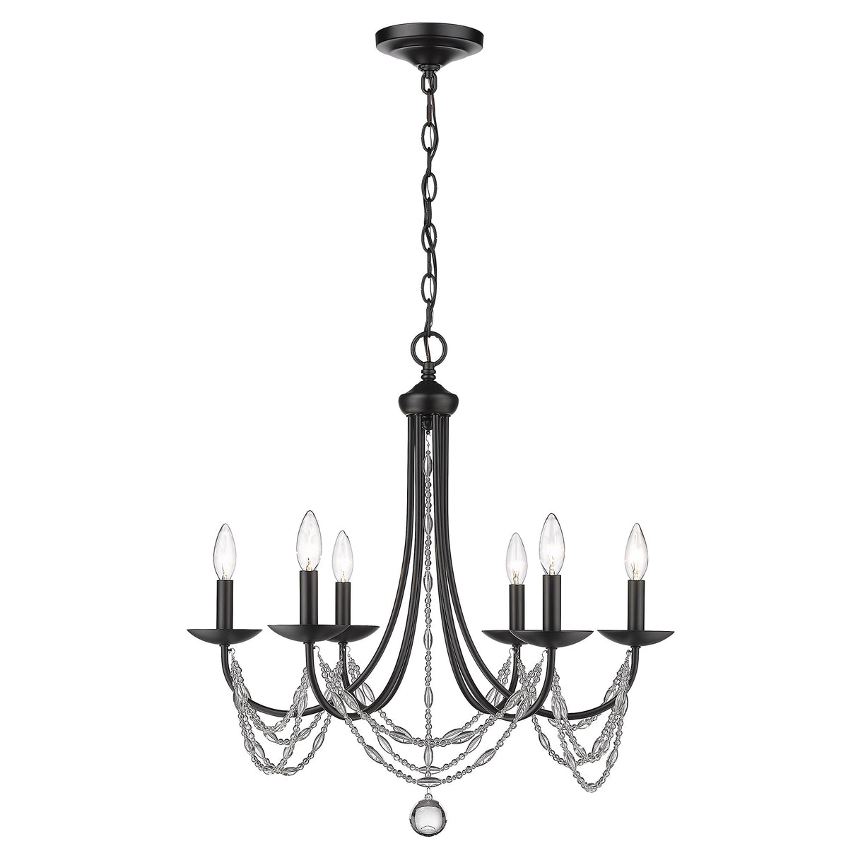 Mirabella 6 Light Chandelier in Matte Black