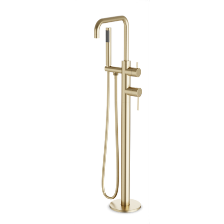 Artos Opera Floor Mount Tub Filler Trim Kit with Low Spout & Hand Shower Satin Brass – FS513TKSB