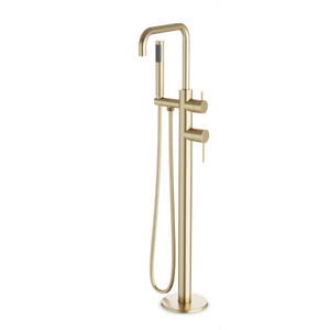 Artos Opera Floor Mount Tub Filler Trim Kit with Low Spout & Hand Shower Satin Brass