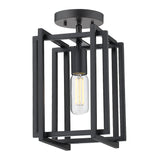Tribeca 1-Light Semi-Flush in Matte Black with Matte Black Accents