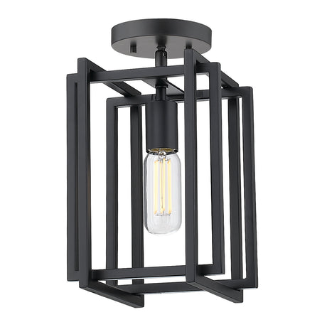 Tribeca 1-Light Semi-Flush in Matte Black with Matte Black Accents
