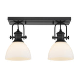 Hines 2-Light Semi-Flush in Matte Black with Opal Glass
