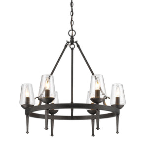 Marcellis 6 Light Chandelier in Dark Natural Iron with Clear Glass